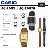[ OFFICIAL WARRANTY ] CASIO AQ-230EL | AQ-230EGL LEATHER STRAP ANALOG-DIGITAL WATCH ( DIAMETER 29.8m
