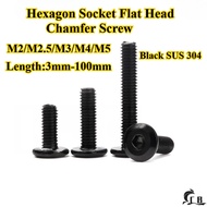 [CB-NLJLS] Black SUS304 Hexagon Socket Flat Head Chamfer Screw M2/M2.5/M3/M4/M5 Flat Head Chamfer Bo