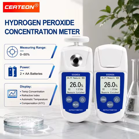 Hydrogen Peroxide Refractometer Digital H2O2 Concentration Meter 0-50% Handheld ATC LCD Chemical Sol