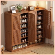 ◆ ✙✷ ● Mr.Bamboo Shoe Rack Bamboo Shoe Cabinet With Door Shoe Organizer Shoes Storage