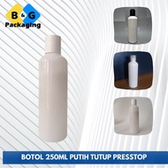 250ML WHITE CLEAR PRESSTOP BOTTLE 250ML PRESSTOP PLASTIC BOTTLE REFILLABLE CONTAINER