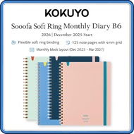 KOKUYO 2026 Sooofa Soft Ring Monthly Planner B6 (Dec 2025 Start) – 16 Month Block Diary with 125 Gri