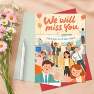 We Will Miss You Farewell Card Soft Pastel Goodbye Card New Journey Gift for Colleague or Friends