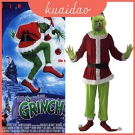 Polyester Grinch Costume Suit With Hat Coat Belt Gloves Pants Foot Cover