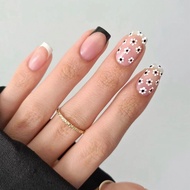 Wear Nails Nails Black White French Style Wear Nails Premium Small Flower Nails Nails Nails Wear Nai