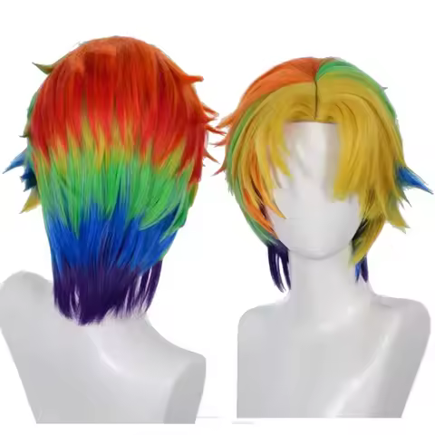 Men Rainbow Dash Pony Friends Cosplay Colorful Blonde Blue Red Orange Green Hair Wig’^Er