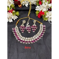 Indian Necklace And Forehead Set Gem Work Soft Jewelry Set For Women Bridal Set Indian Jewelry Set I