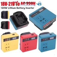 CHAMPIONO 1Pcs Smart Transformer, 120W 18V 20V To 220V Battery Inverter, Multifunctional Dual Plug H
