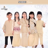 Tema Nude &amp; Nude Brown Kurta Baju Melayu Kurung Budak Kids Plain Lace Muslim Muslimah Terkini Kenduri Raya (Size XS-2XL)