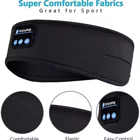 Wireless Bluetooth Headband Earphones Sports Headphones Elastic Headband Music Sleeping Eye Mask Blu