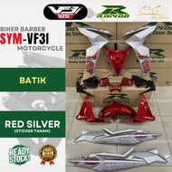 RAPIDO Coverset Sym Vf3i-185 Batik Red Blue Silver Body Cover Set (Sticker Tanam) Vf3i