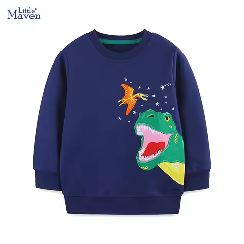 Little maven Spring New Tops Kids Clothes Baby Boys Autumn Children's Clothing Cartoon Dinosaurs Inf