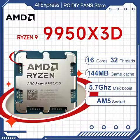 AMD Ryzen 9 9950X3D R9 9950X3D 5.7GHz 16-Core 32-Thread New Gaming CPU Process 144MB Game Cache TDP 