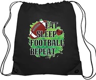 Haizct Eat Sleep Football Repeat Football Drawstring Backpacks, Unisex Football Bags for Gym Shopping Sport, Football Gifts for Football Men Women Football Lover Soccer Coach, Football Player Gift,