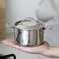 【日本霜山】雙耳不鏽鋼湯鍋/燉鍋(附蓋)-400ml (電磁爐IH爐可用)