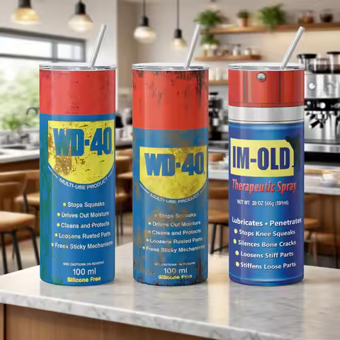 20oz tumbler 600ml Spray Can Tumbler with Lid & Stainless Straw | WD-40 Inspired & IM-OLD Parody Ins