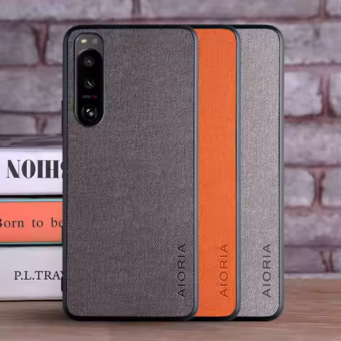 Textile Leather Case for Sony Xperia 1 III 5 III 10 III Ace III soft TPU with back hard PC material 