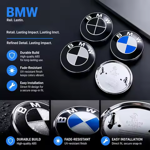 2pcs 82mm 74mm Car Front Hood Bonnet Emblem Logo Rear Trunk Badge For BMW E34 E36 E46 E61 F90 E91 E9