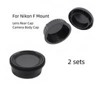 2 pcs Rear Lens Cover+Camera Body Cap Anti-dust Protection ABS Plastic Black for Nikon D800 D850 D75
