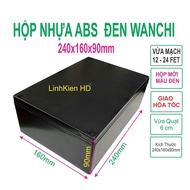 Electrical circuit box 240x160x90mm, Black ABS plastic box, Control box, Inverter box