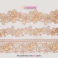 Charisma Lace Guiper FR Sequin (90CM) - Lace Meter gold Lace/ gold Lace Lace Embroidered Edge/ Width