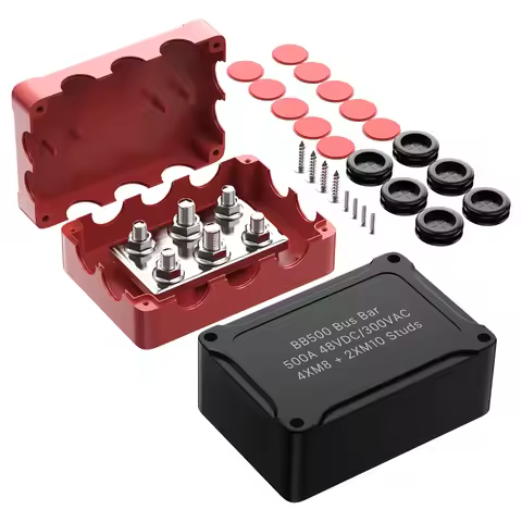 500A Bus Bar Waterproof Power Distribution Block with 2*5/16" 2*3/8" Studs 48V DC Automotive Marine 