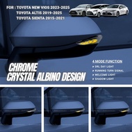 Awesome2u Toyota New Vios 2023-2025 Car Side Mirror LED Lamp Chrome Crystal Albino DRL Light Altis S
