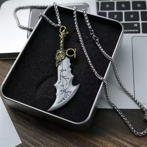 Hot Game God Of War 5 Neckalce for Men Kratos Pendants Blades Of Chaos Keychain Boyfriends Gift Jewe