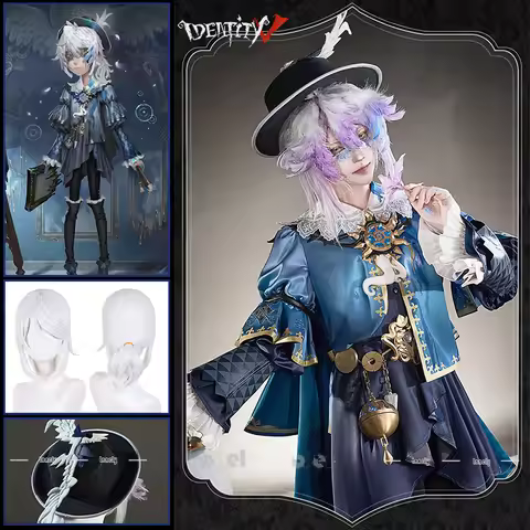 Identity V Painter Deep Blue Cosplay Costume Wig Edgar Valden Coat Dress Hat Accessoires Outfit Men 