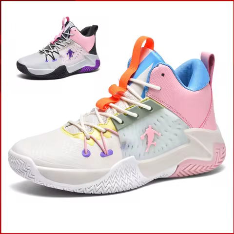 QIAODAN Mid Cut Basketball Boots for Men Women Fur Style Comfortable Sports Shoes Training Athletic 