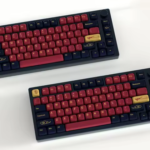 KBDiy 131 Keys Caps PBT Keycap Red Samurai Keycaps Mechanical Keyboard Custom KOA Profile 7U ISO for
