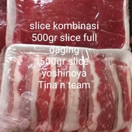 daging slice kombinasi shortplate (500gr full daging dan 500gr mix)
