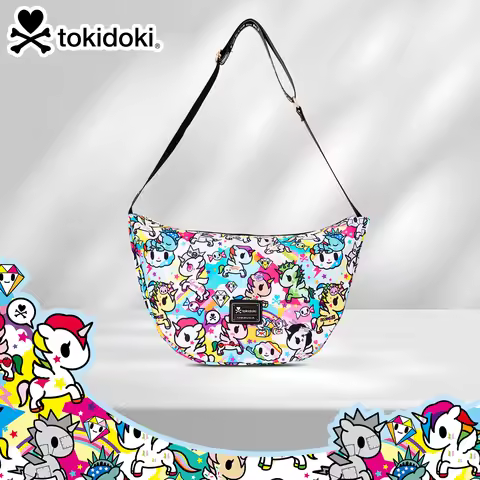 Tokidoki Official Licensed Crossbody Bag for Women Adjustable Strap Shoulder Bag with Multiple Compa
