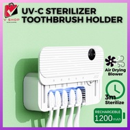 [Ready Stock] UV-C Toothbrush Holder  Air Drying Rechargeable Built in Battery 99.9% Kill Bacteria