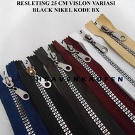 Resleting Zipper Busana Wanita 25 cm Black Nikel Vislon Variasi Kode BX Harga Per Biji