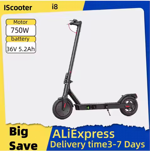 ISCOOTER I8 Electric Scooter for Adults 350W Motor Foldable E Scooter 36V 5.2Ah Battery 8.5 Inch Tir