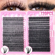 200/720 Cluster Eyelash Extension Kit D Curl Voluminous Style 9-16mm Mixed Lengths Long-Lasting And 