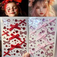 OCEANMAP 3D Rhinestone Sticker, Bowknot Sparkling Face Gem Sticker, Safe Waterproof Shiny Y2K Face T