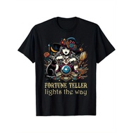 Fortune Teller Lights The Way Gypsy Carnival Circus Graphic Tee - Mens Black Cotton T-Shirt with Mys