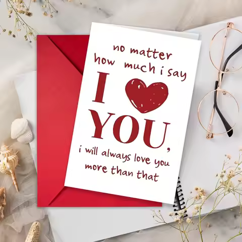 1pc Romantic Love Card with Envelope No Matter How Much I Say I Will Always Love You More Red Pink D