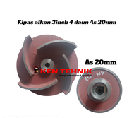 Kipas Impeller Pompa Alkon 3inch 4 Daun As 20mm