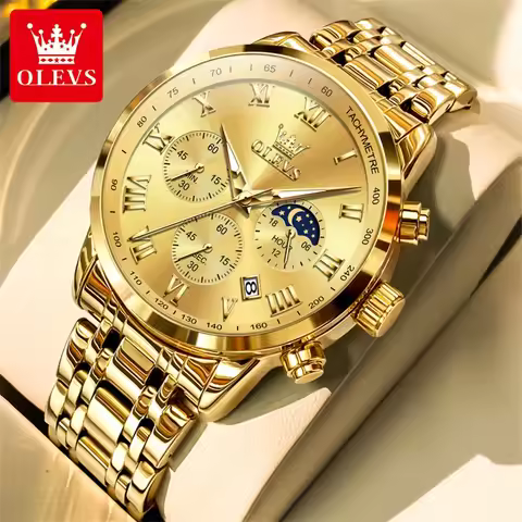 OLEVS 5529 Luxury Business Dress Man Watch Multifunction Moon Phase Sport Chronograph Quartz Wristwa