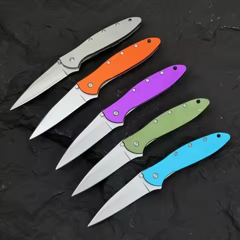 KS Leek 1660 Aluminum Folding Knife with 8Cr13Mov Blade Window Breaker Self-defense and Protection T