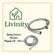 Universal Flexible Stainless Steel Shower Hose - Silver 1.2M - 2M Shower Hose Bidet Hose
