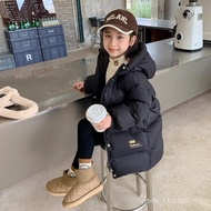 New Winter Children's Down Jacket Medium Length Over Knee Boys Girls Kids Thickened Clothing Hooded 