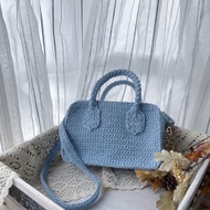 手工鉤織 Mia 手袋手提袋單肩手袋淺藍色針織鈎織編織手