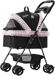 Dog Stroller Pet Strolling Cart for Medium Small Dogs Foldable Travel Carrier 4 Wheels 3 in 1 Pet Ba