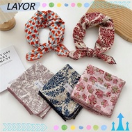LAYORSG Silk Scarf - Square Double-Sided Flower Pattern, Perfect for Headwear & Handbags | 68x68cm
