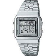 Casio Digital World Time นาฬิกาข้อมือผู้ชาย/ผู้หญิง สายสแตนเลส รุ่น A500WA ของแท้ประกันศูนย์ CMG