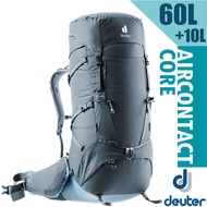 [Deuter] Hiking Backpack 60+10L Aircontact Core Self-Service Travel _ Black/Water Blue _3350522
